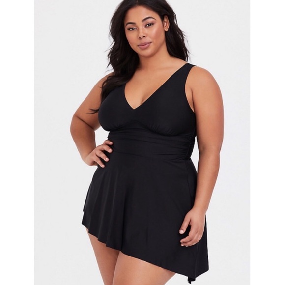 torrid Other - Torrid Swimsuit Dress Black Asymmetric One Piece